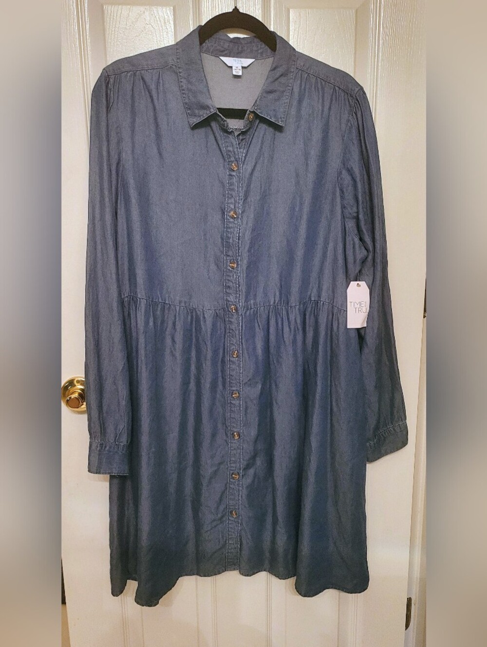 Button-Front Denim Shirt Dress